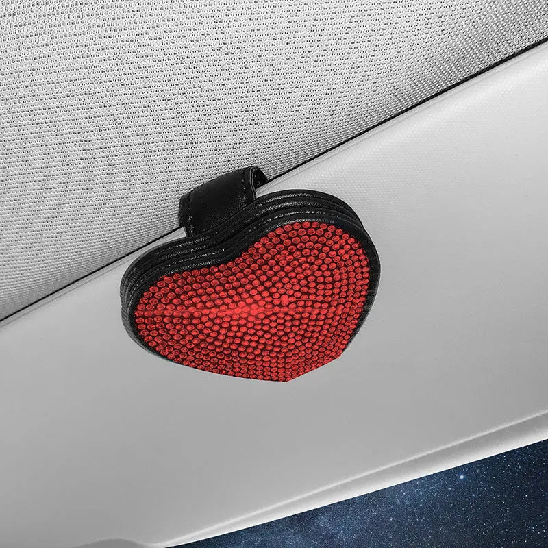 PU leather magnetic car sun visor clip for sunglasses and tickets in multiple colour options.