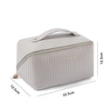 Vertical pattern cubic makeup bag in PU material with 22.5cm height for travel storage
