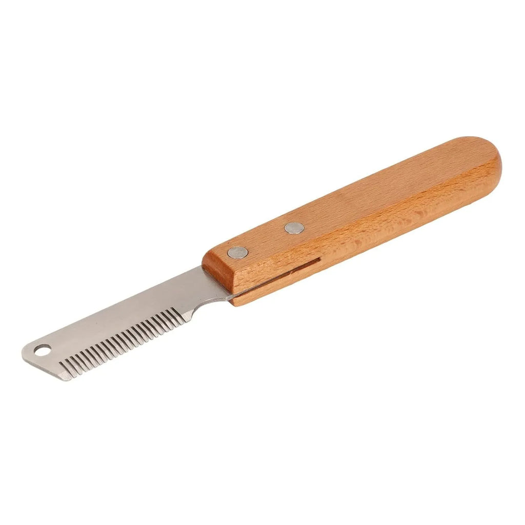 Pet stripping comb with wooden handle for dog and cat grooming