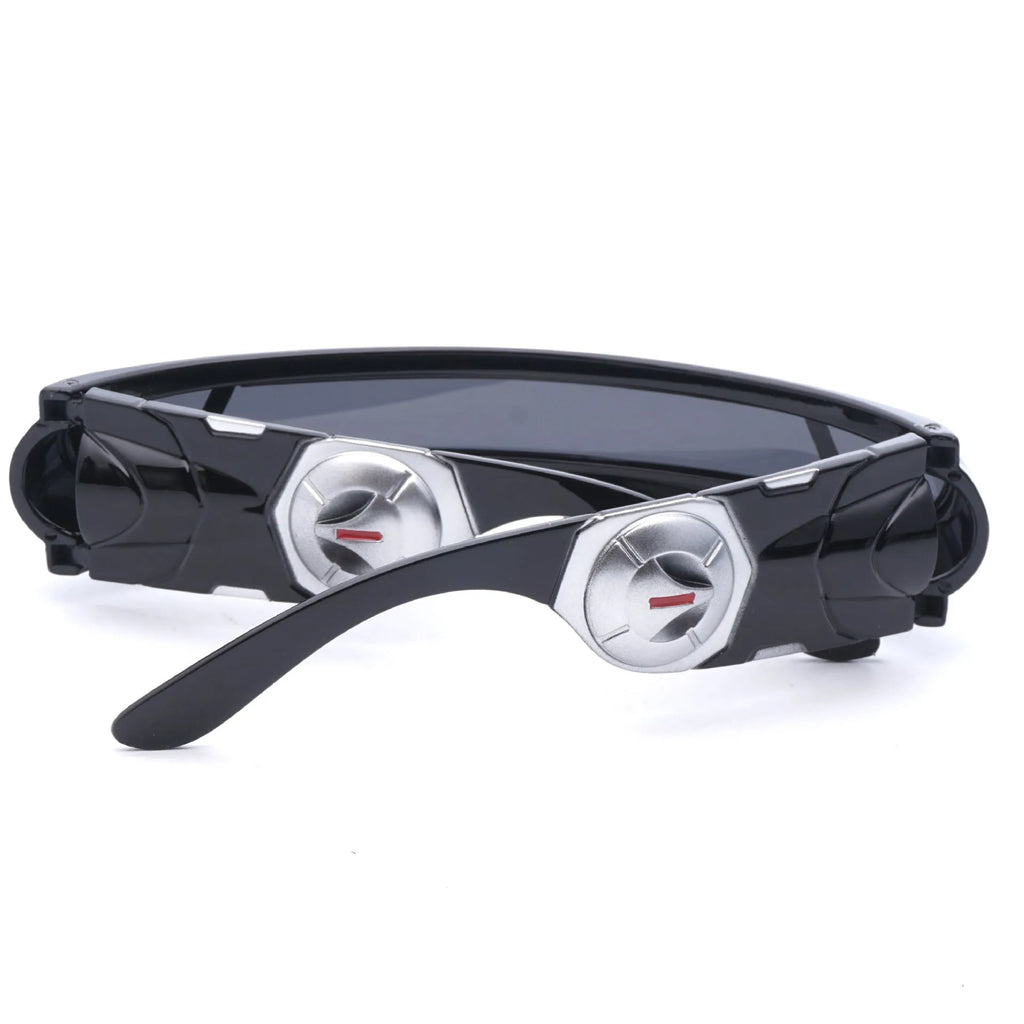Polarised sunglasses with black PC sports frame and colour film lenses.