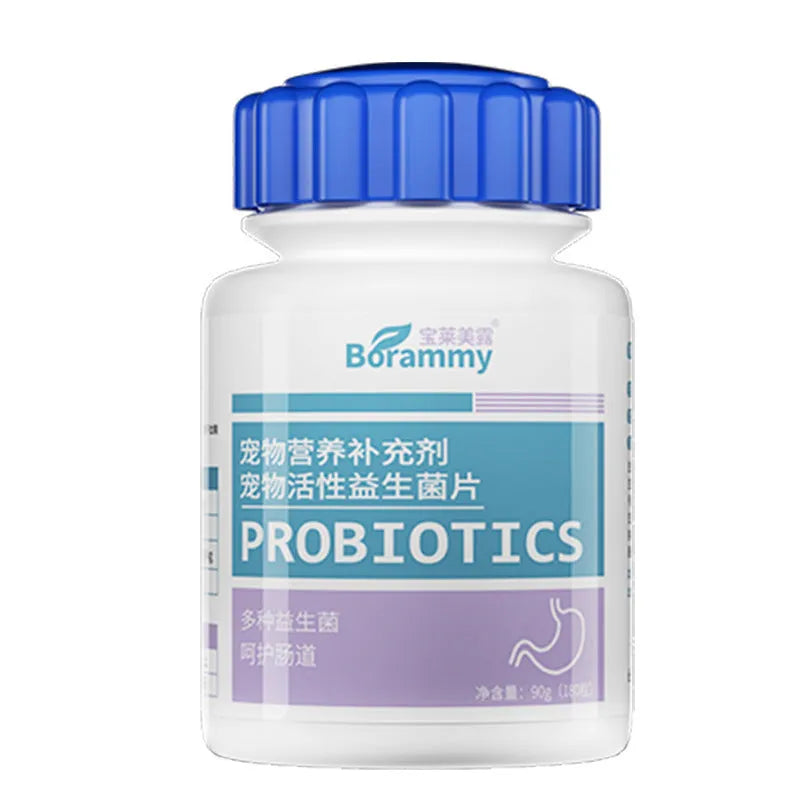 Pet probiotic tablets bottle with 180 tablets for dogs and cats digestive support