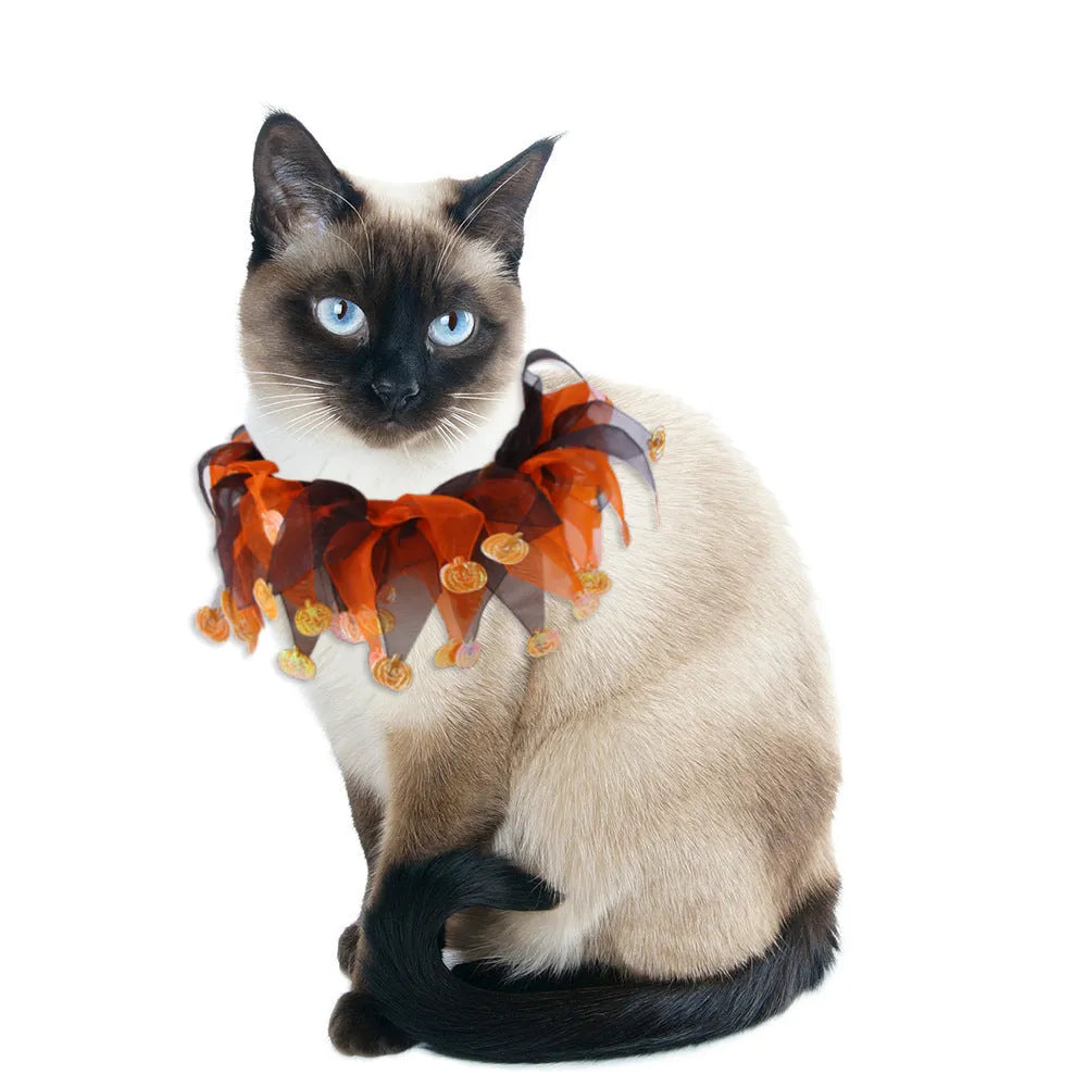 Tie-dye pattern dog collar in Christmas and Halloween designs with cloth construction
