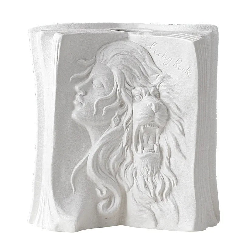Glazed ceramic book stand in a modern style, shown in one of four colour options for desktop decoration.
