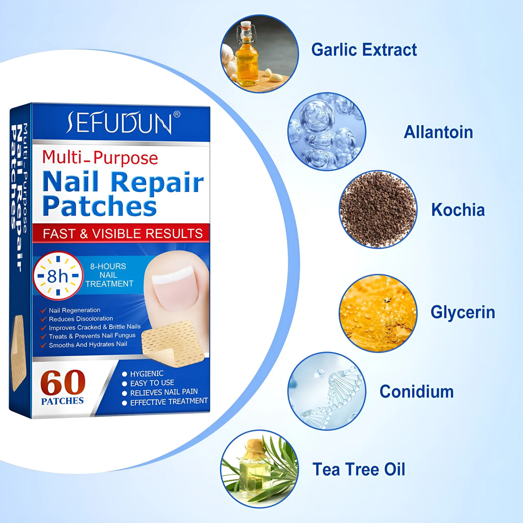 Pack of 60 gray nail correction stickers for brittle nail repair and strengthening