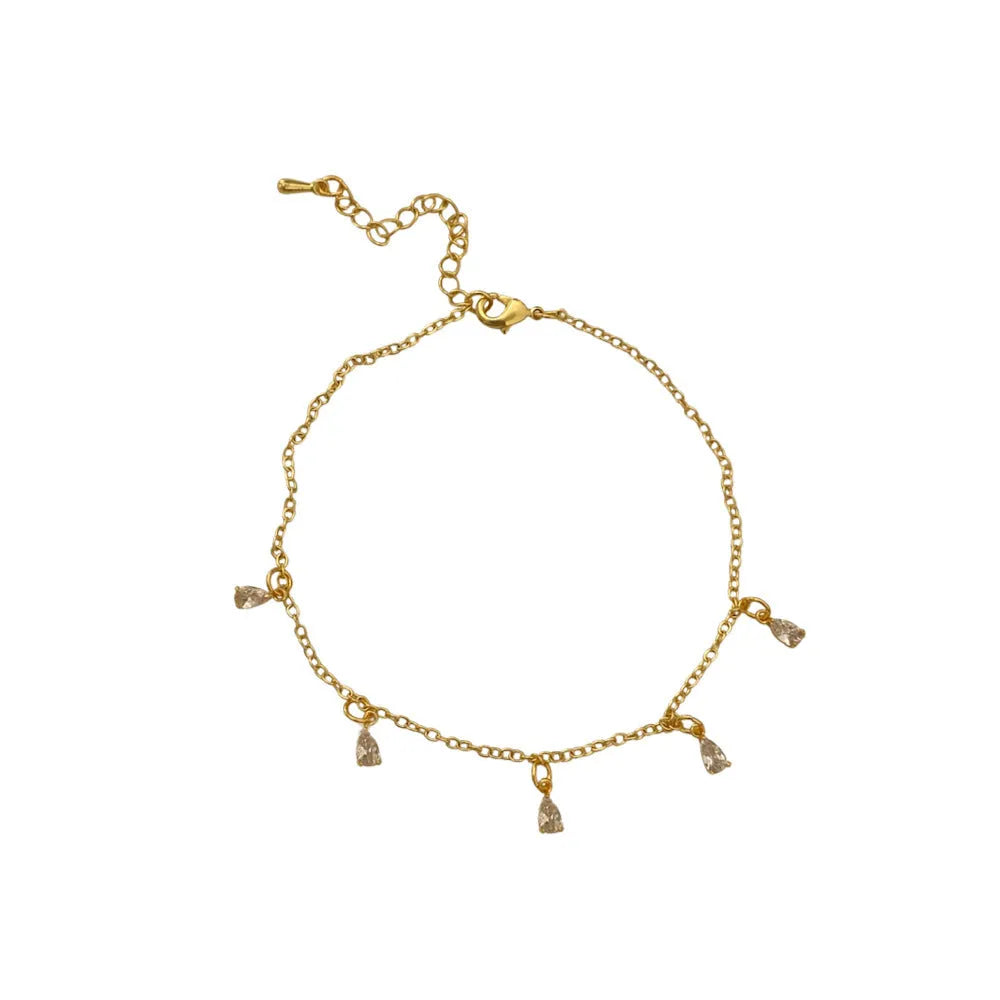 Zircon jewellery set with meteor shower geometric pendant necklace, matching earrings, and anklet