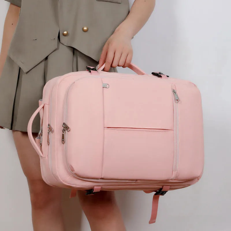 Waterproof Oxford cloth business backpack showing multiple pockets and zippers, suitable for a 15.6-inch laptop.