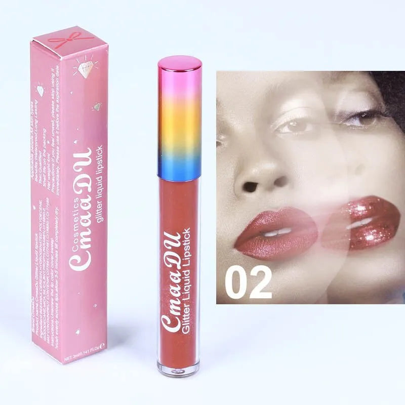 Symphony shiny matte metal lip gloss lipstick 4mL in shade 01 style with silver tube and black cap
