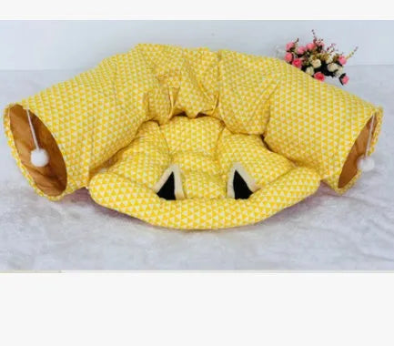 Rolling Dragon 25x25x9cm cloth cat litter pad tunnel sleeping bag rest toy in pink colour