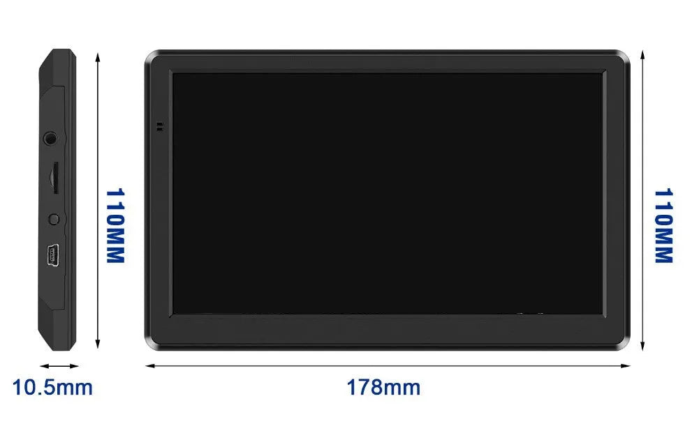 7 inch car GPS navigation device with touch screen displayed on dashboard mount