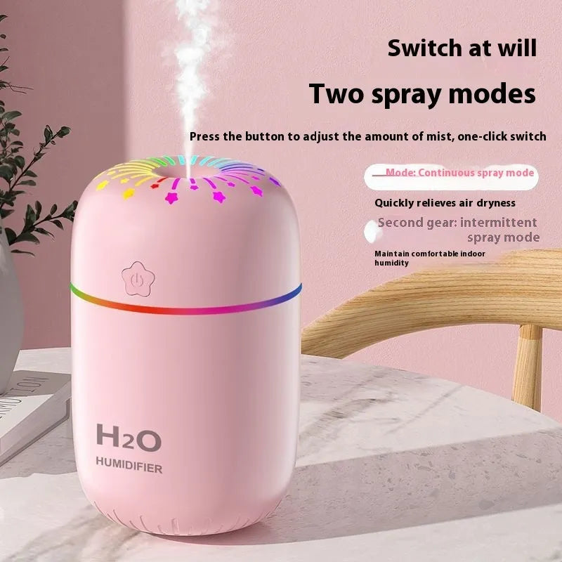 Fireworks mini USB humidifier in white pink or green with 300ml tank for car and home