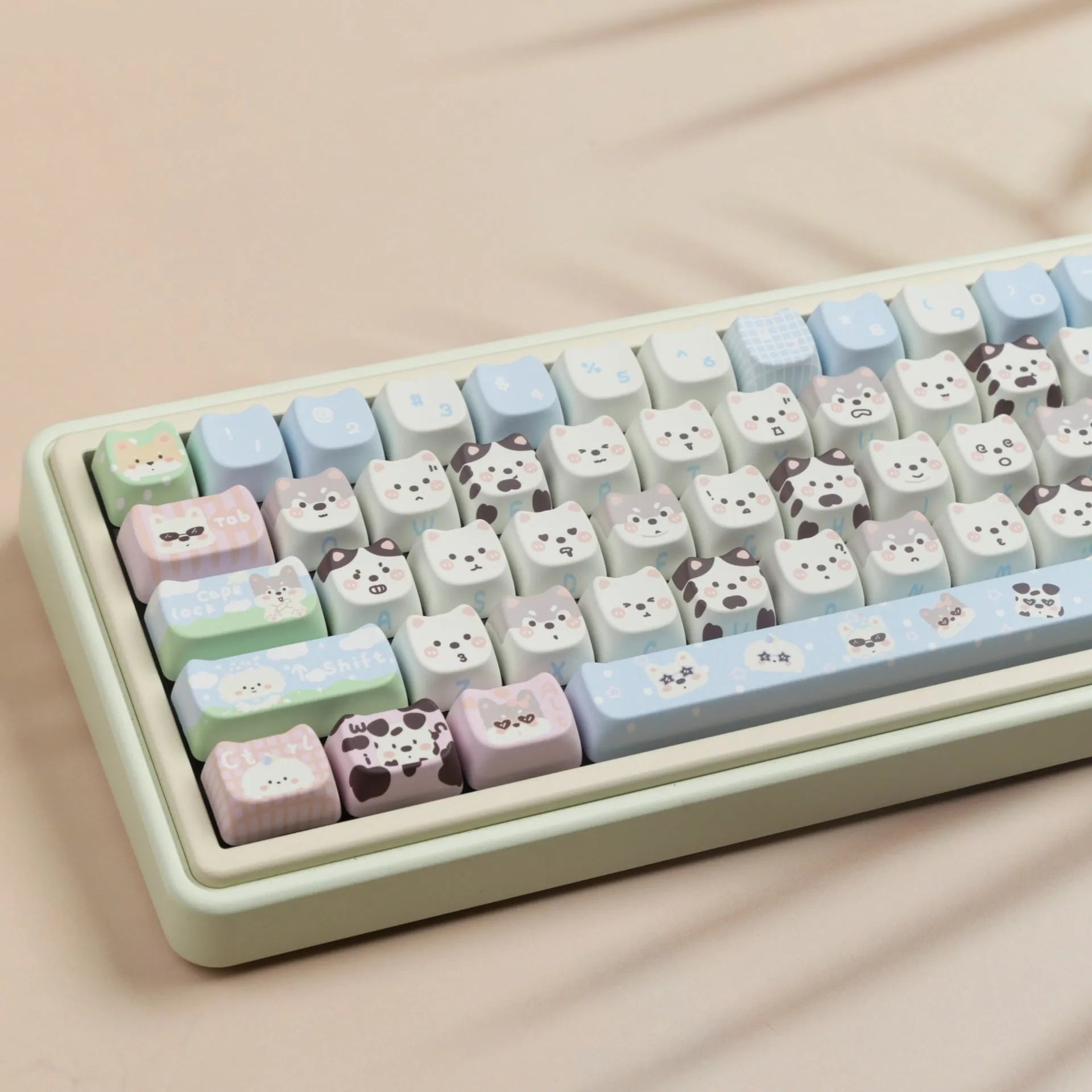 Full set of PBT sublimation keycaps with puppy design for mechanical keyboard replacement