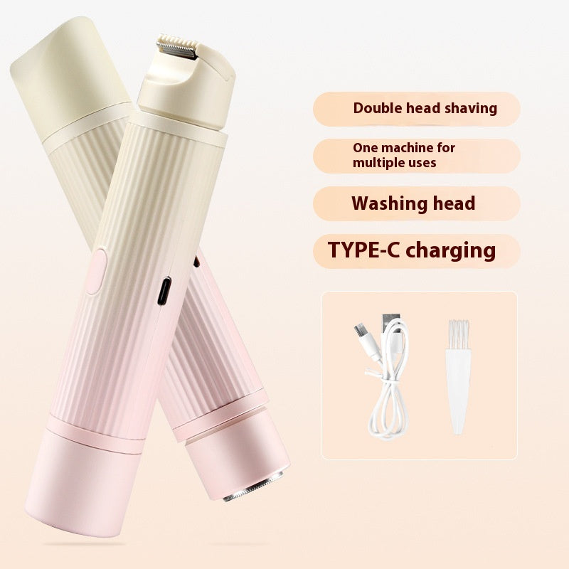 Painless Dual-Head Women's Electric Shaver - Automatic Body Hair Trimmer for Face, Lips, Underarms, Legs & Bikini Line (USB Rechargeable)