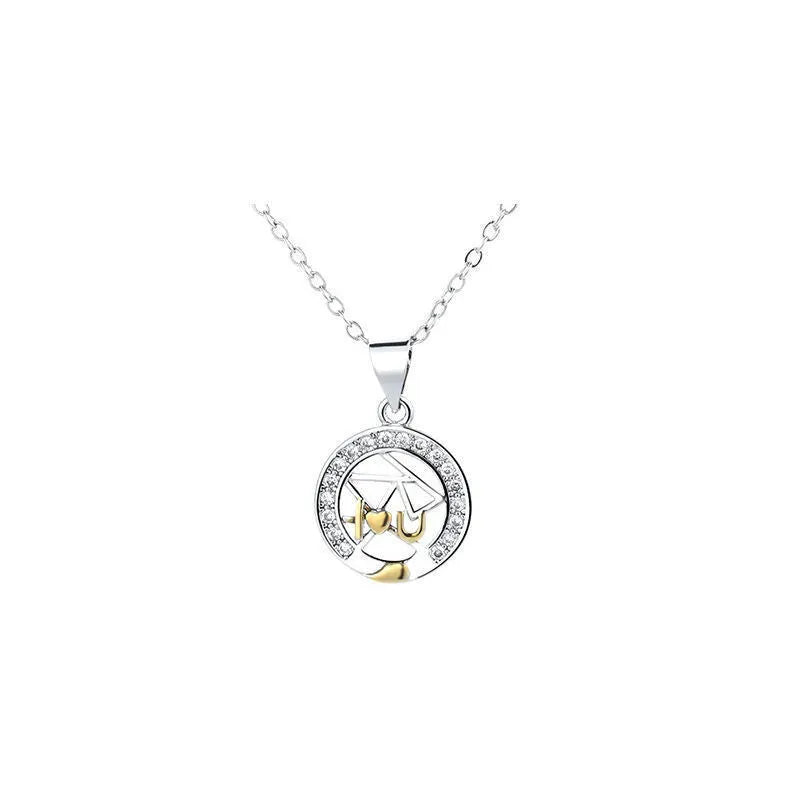 Copper sun and moon couple necklace with electroplated finish on cross chain