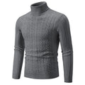Men's slim fit chenille turtleneck pullover sweater in milky white colour showing front view
