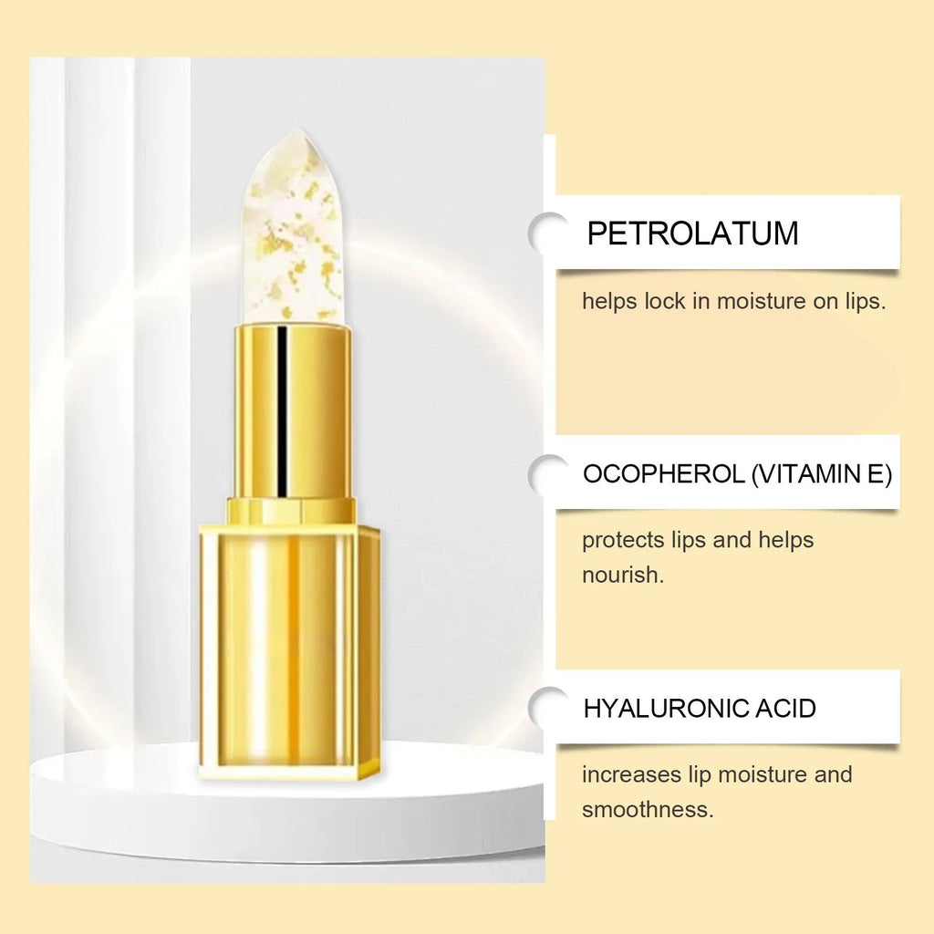 Gold Foil Nourishing Lipstick 3.5g with hyaluronic acid in compact gold case