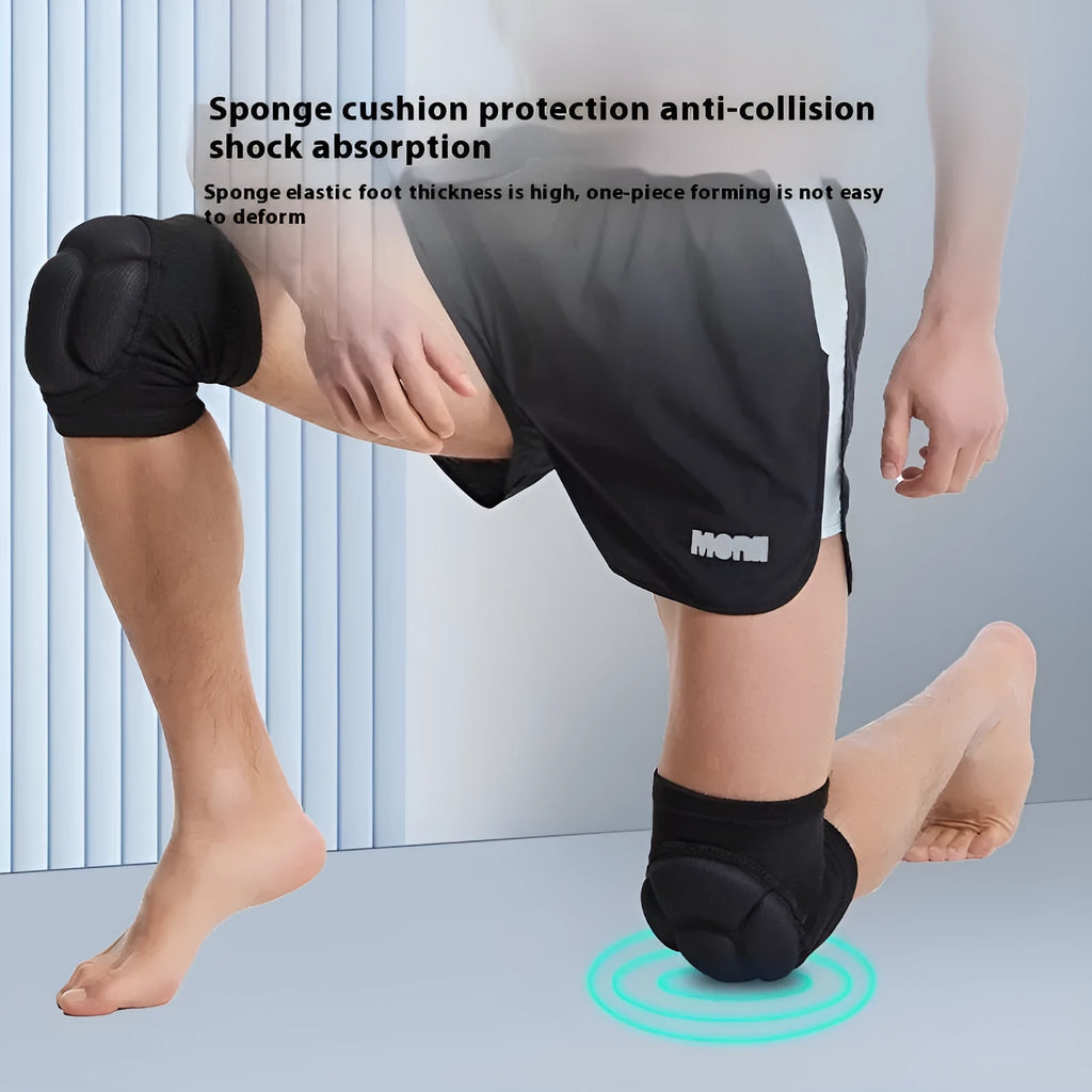 A pair of black thick sponge dance kneepads for anti-collision protection in sports.