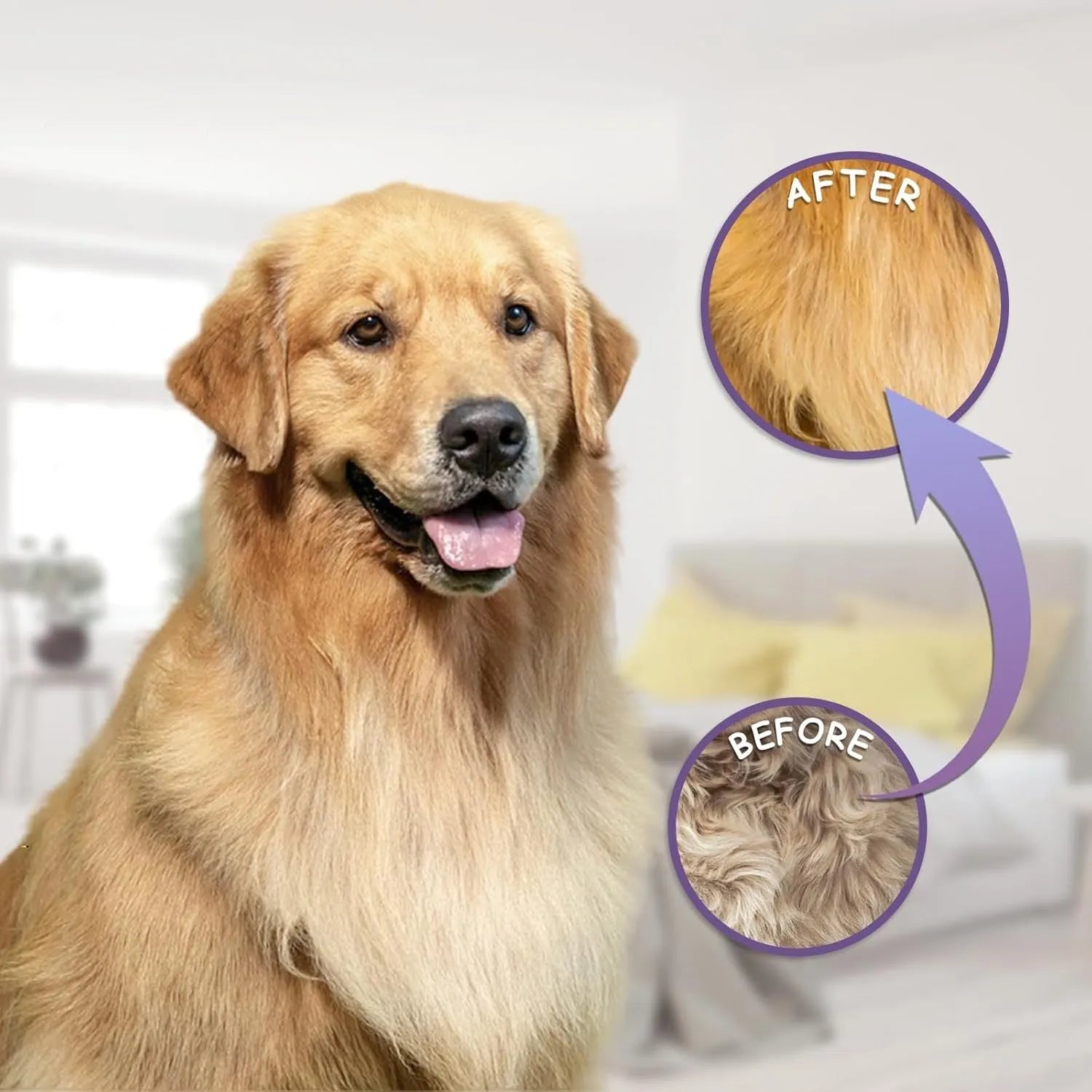 Purple pet grooming comb with stainless steel long and short teeth for detangling dog and cat fur