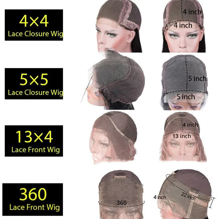 Real human hair lace front wig with 4x4 lace base and star fashion style, shown in a chosen length.