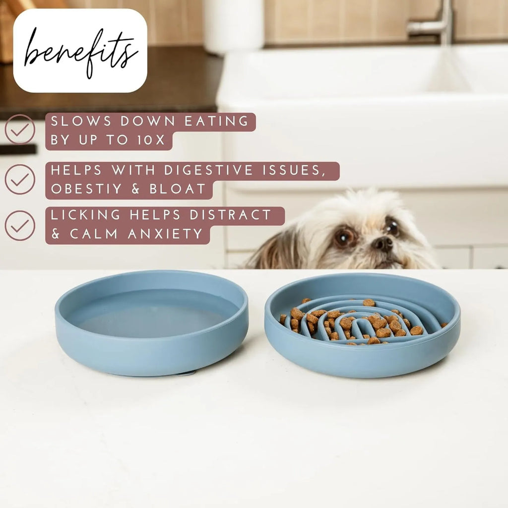 Silicone slow feeder bowl for dogs with ridge design in six colour options