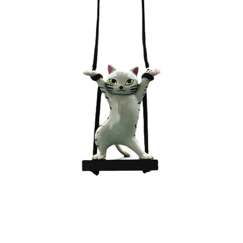 Resin cartoon cat pendant for car rear-view mirror in one of five colour options