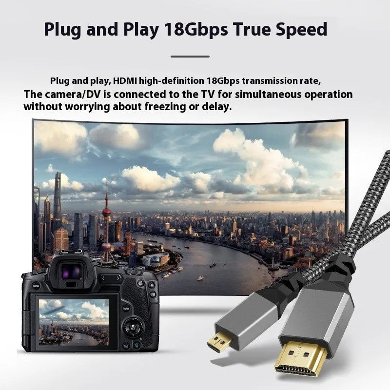 Black 4K HDMI cable with gold-plated connectors for computer to TV video transmission