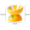 Ceramic raised cat bowl with tilted wide dish on elevated 5-inch stand