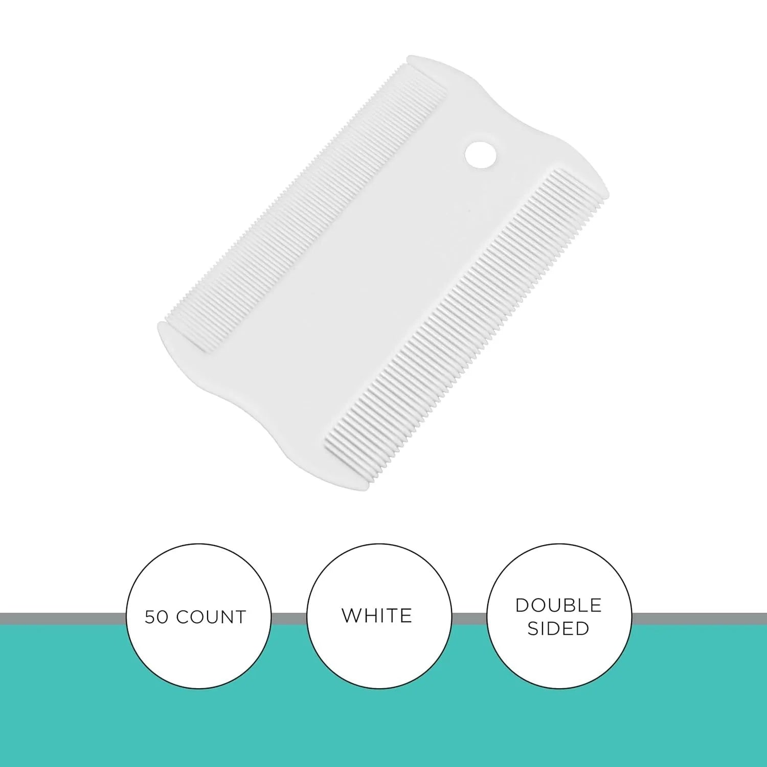 Double-sided plastic flea comb for dogs and cats on a white background.