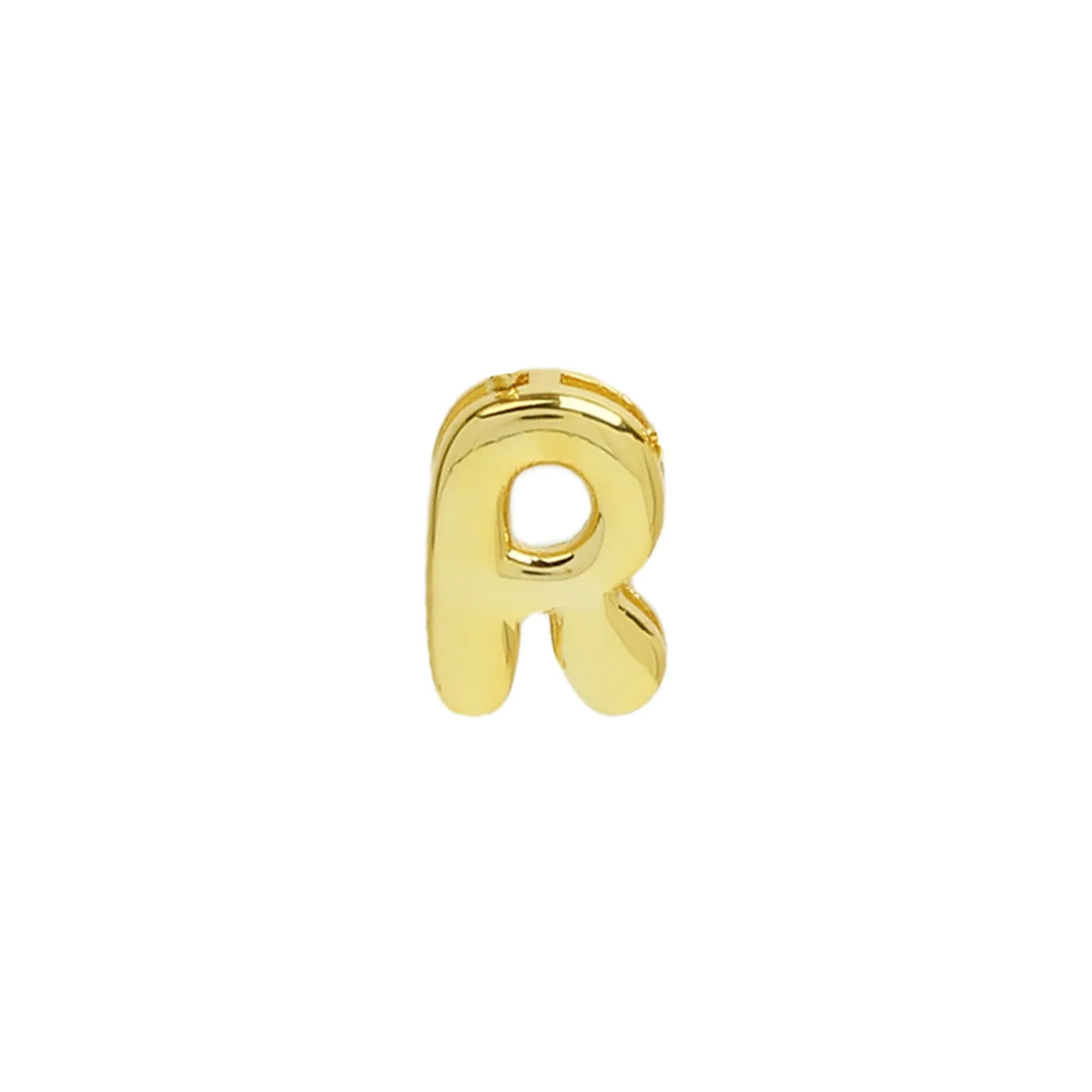 18k brass smooth surface bubble letter bracelet with pendant in gold colour on copper alloy