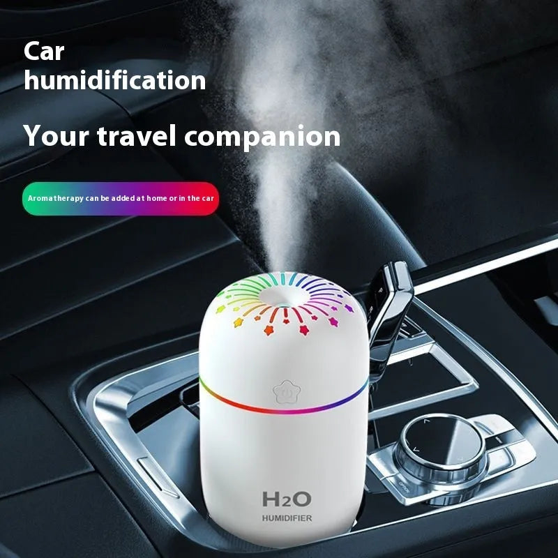 Fireworks mini USB humidifier in white pink or green with 300ml tank for car and home
