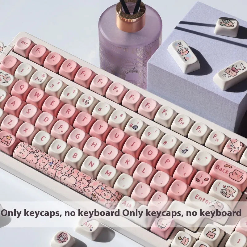 Pink Fragrant Pig PBT key cap for mechanical keyboards with five-sided sublimation printing
