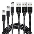Braided nylon Micro USB charging cable for Android phones in black and white colour