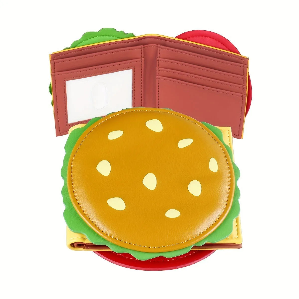 Anti-theft swiping anti-magnetic wallet in Hamburger colour, PU material, compact card holder