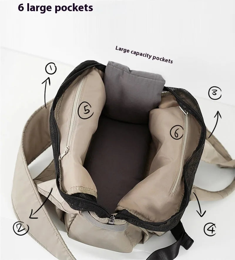 Apricot cloth pet carrier handbag for small dogs and cats showing medium size dimensions