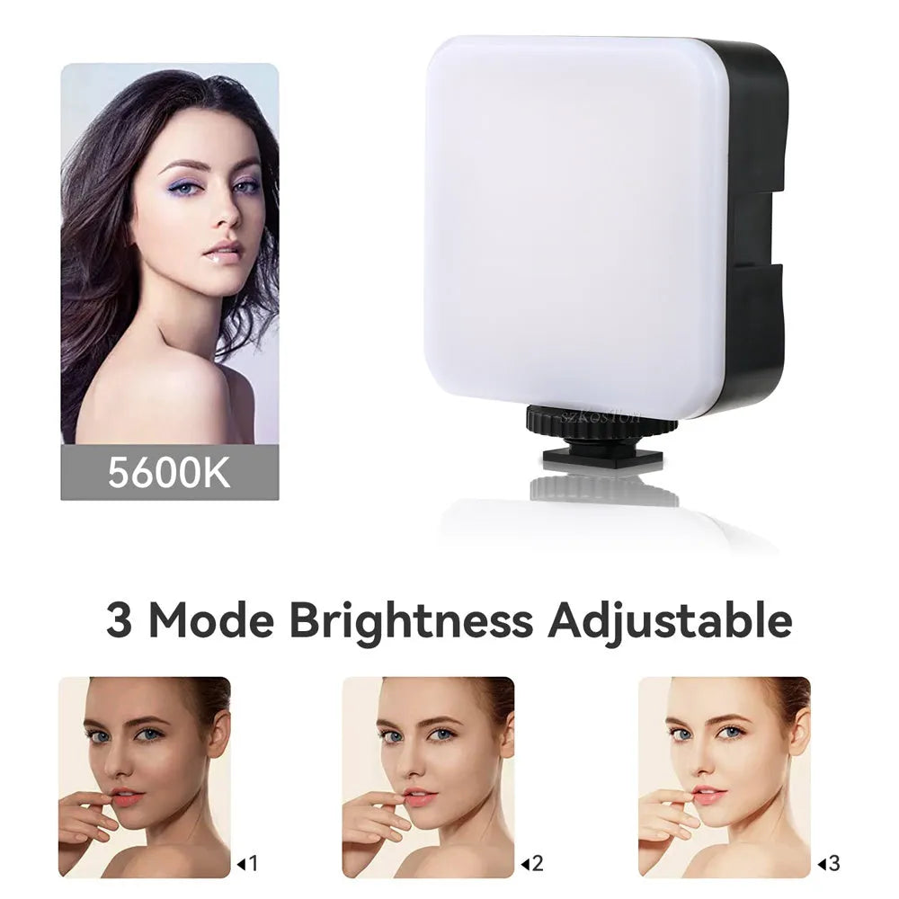 LED mini square outdoor pocket light tripod flash with rotatable head