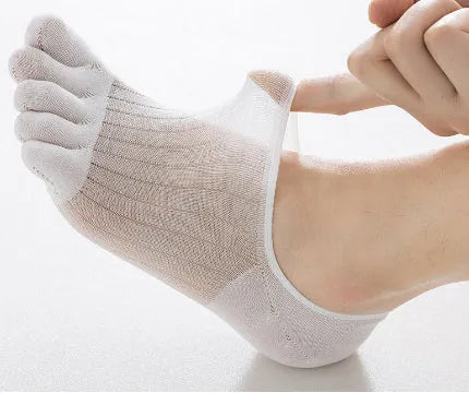 Modal cotton five-finger ultra-thin boat socks in white, khaki, grey and black colours