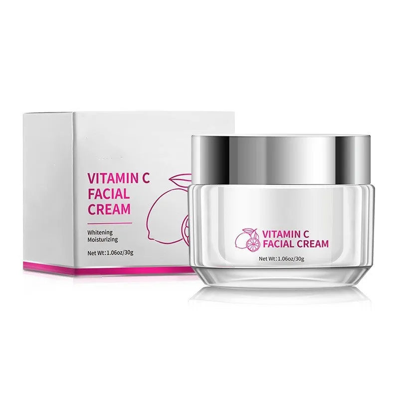 30g Vitamin C face cream in a white 6cm square jar.