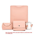 Set of four imitation leather protective covers for laptop edges in brown, gray, apricot, and light pink colours