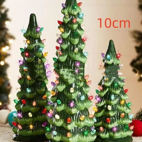 Resin Christmas tree ornament with LED lights in European style design