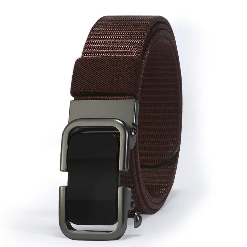 Men's nylon canvas belt with toothless alloy buckle in Army Green colour