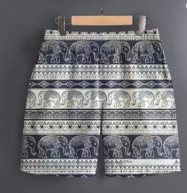Men's casual polyester sports shorts in camouflage pattern on a mannequin