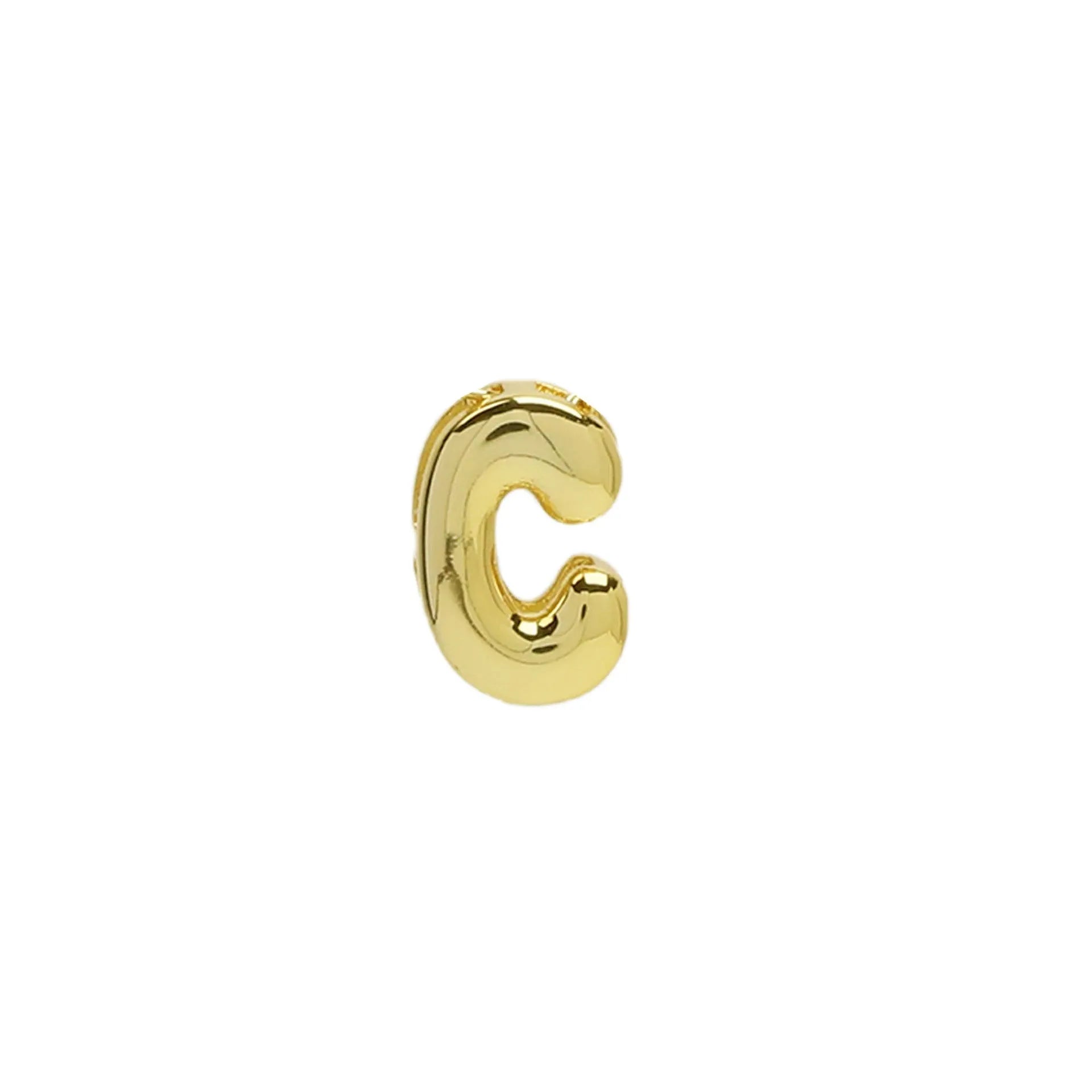 18k brass smooth surface bubble letter bracelet with pendant in gold colour on copper alloy