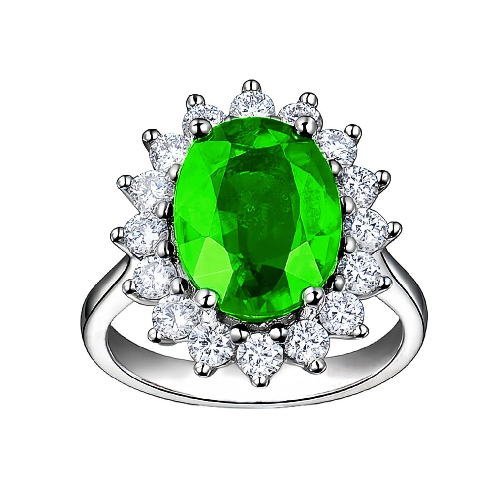Adjustable opening multi-colour rhinestone ring in platinum tone for women, geometric natural style