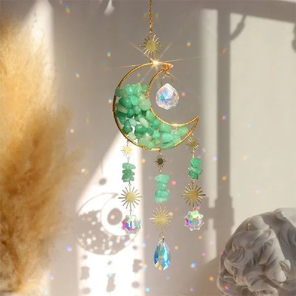 Moon-shaped K9 crystal car pendant with 420mm length hanging chain