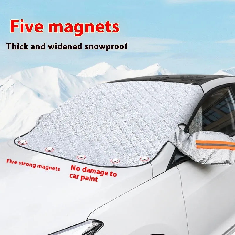 Large luxury SUV winter car cover made of aluminium foil with reflective stripes and magnets