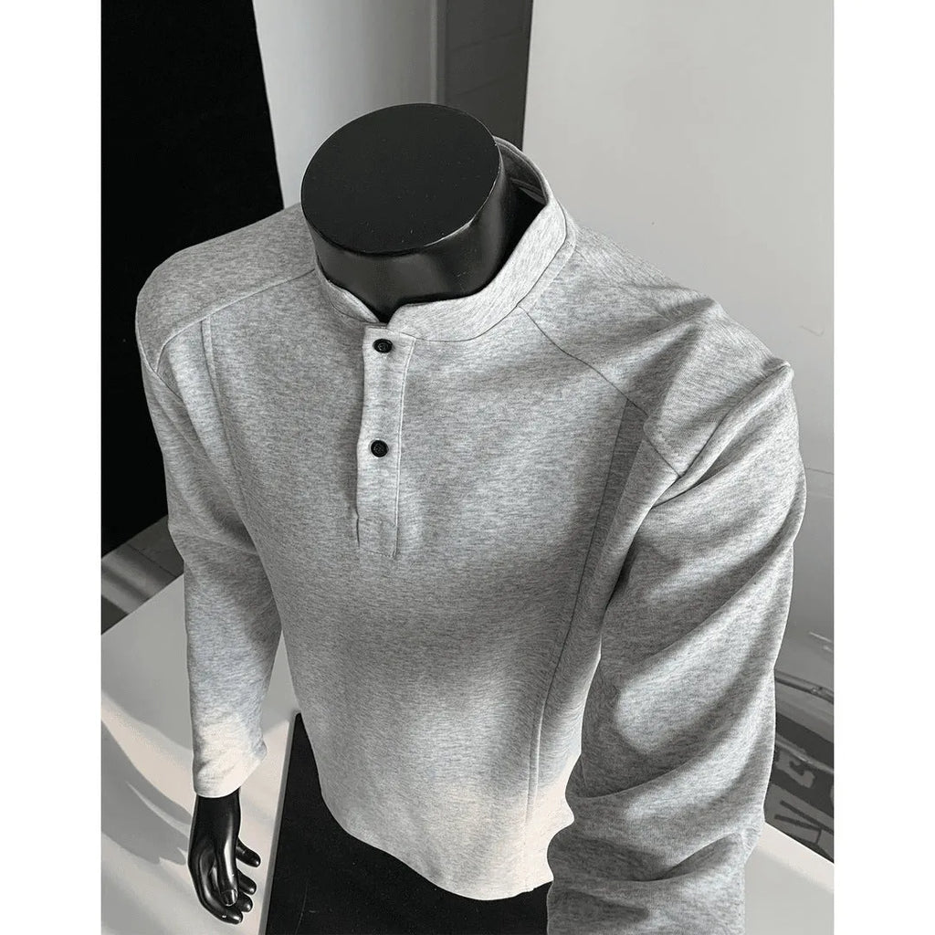 Men's asymmetric patchwork collar polo shirt in Chinese cotton available in multiple sizes and colours