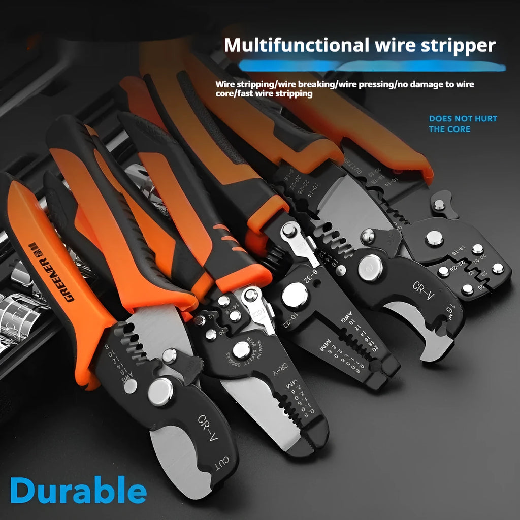 Fully automatic wire stripping pliers tool with box-mounted design for electrical work
