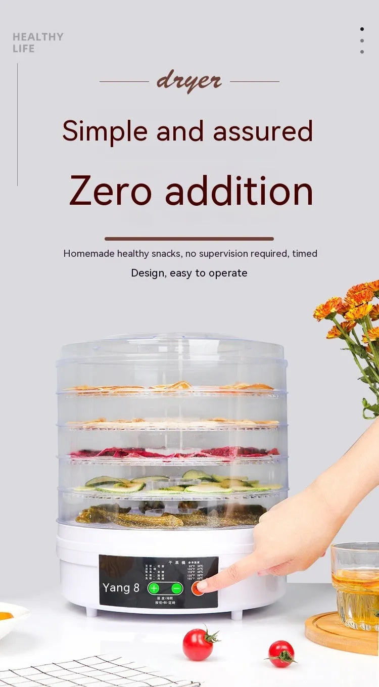 White five-layer household fruit dehydrator with British plug for drying food