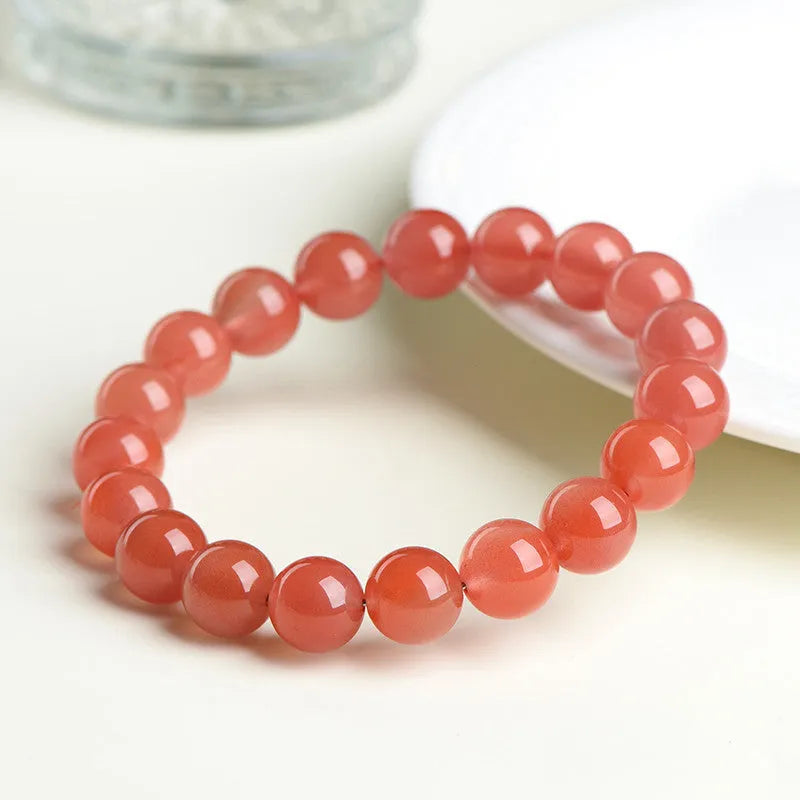 Natural South cherry red agate bracelet with polished scattered beads in multiple sizing options