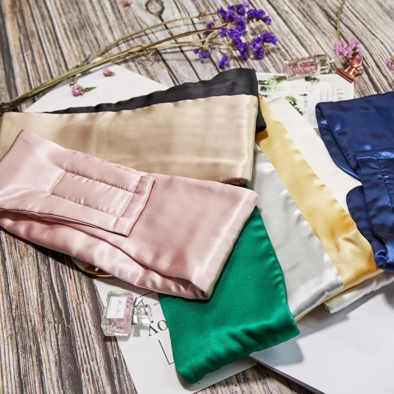 Mulberry silk sleep eye mask in multiple colours including black and champagne gold