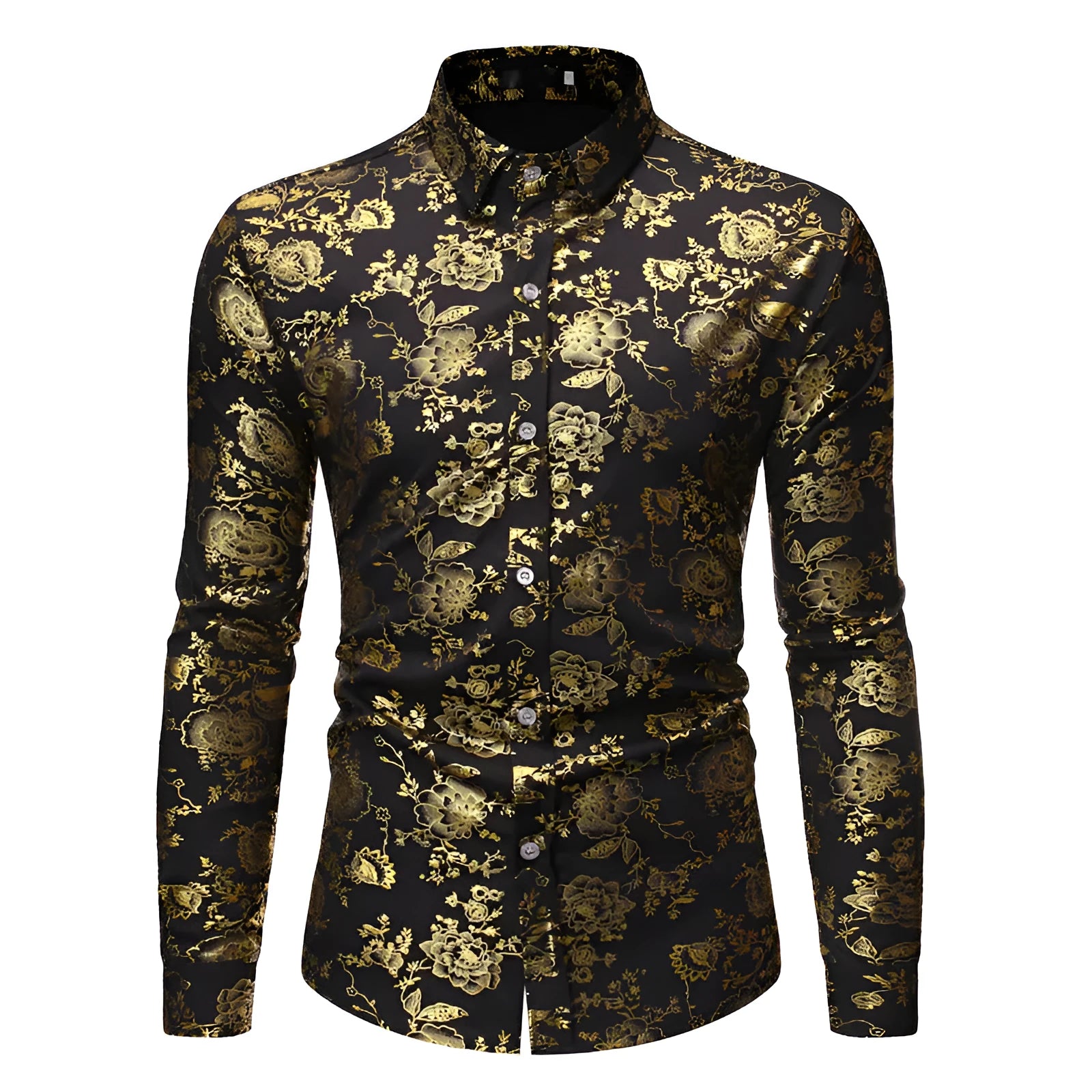 Men's long sleeve casual cardigan shirt with metal bronzing printed lapel in wine red colour